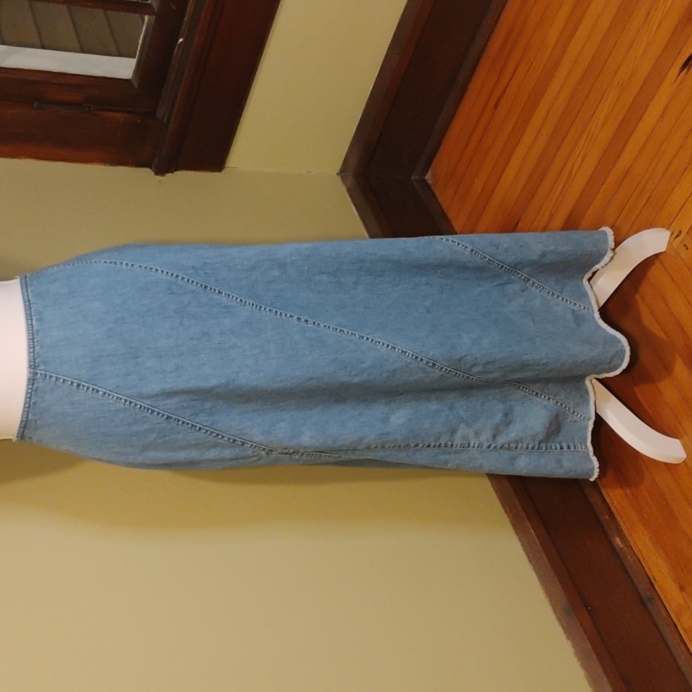 VTG Liz Claiborne Maxi Light Blue Wash Denim BOHO Skirt Waist 30" Size 8